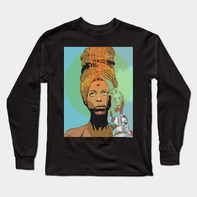 Erykah Badu A Living Legend Long Sleeve T-Shirt by Crazy Frog GREEN